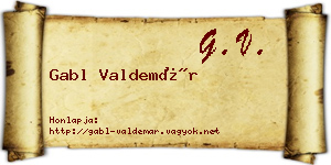 Gabl Valdemár névjegykártya